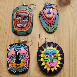 Assortment of Mismatching Handmade Face Earrings